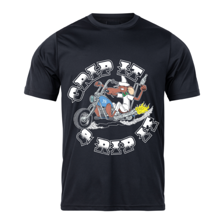 Slow Poke motorcycle shirt mockup with corrected original artwork