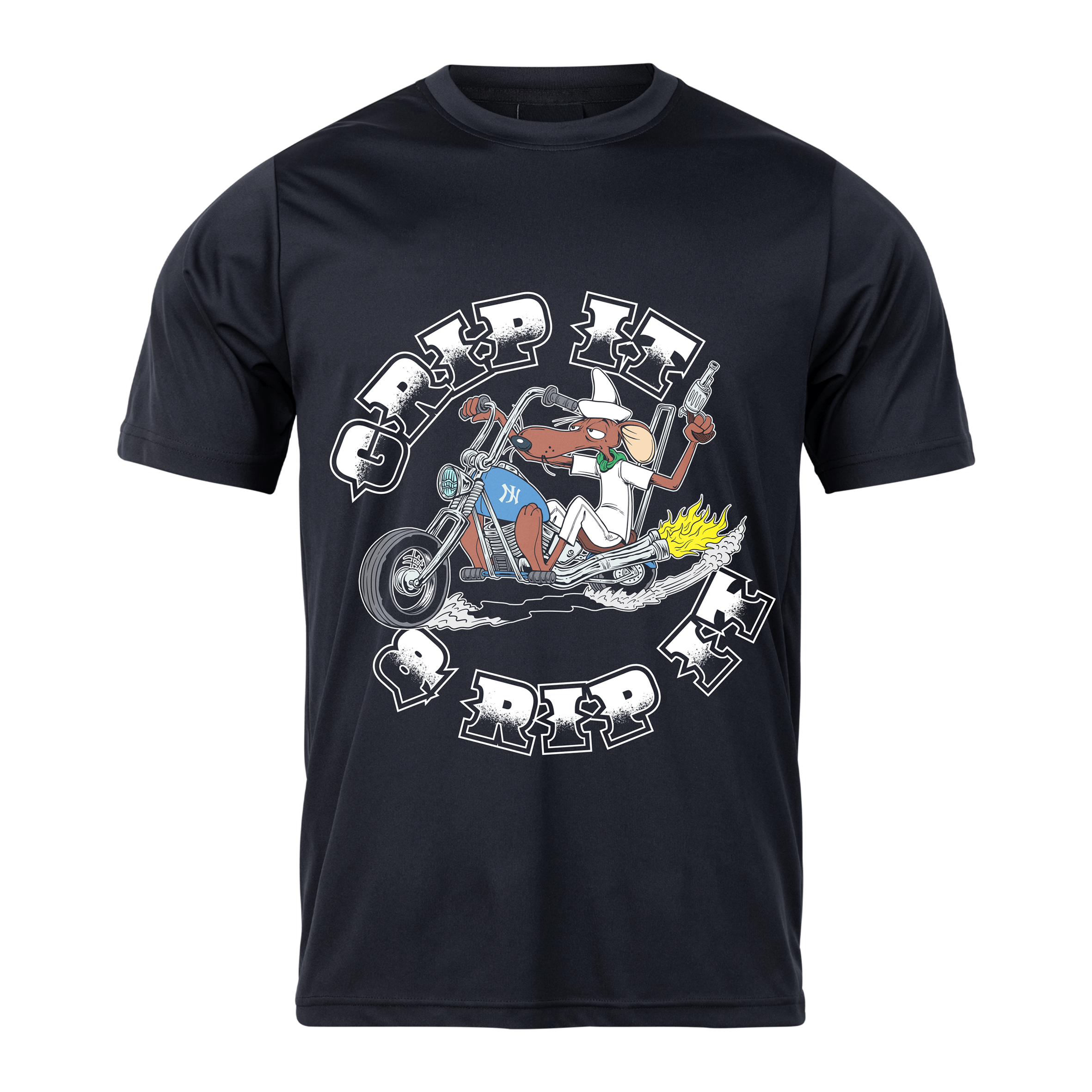 Slow Poke motorcycle shirt mockup with corrected original artwork